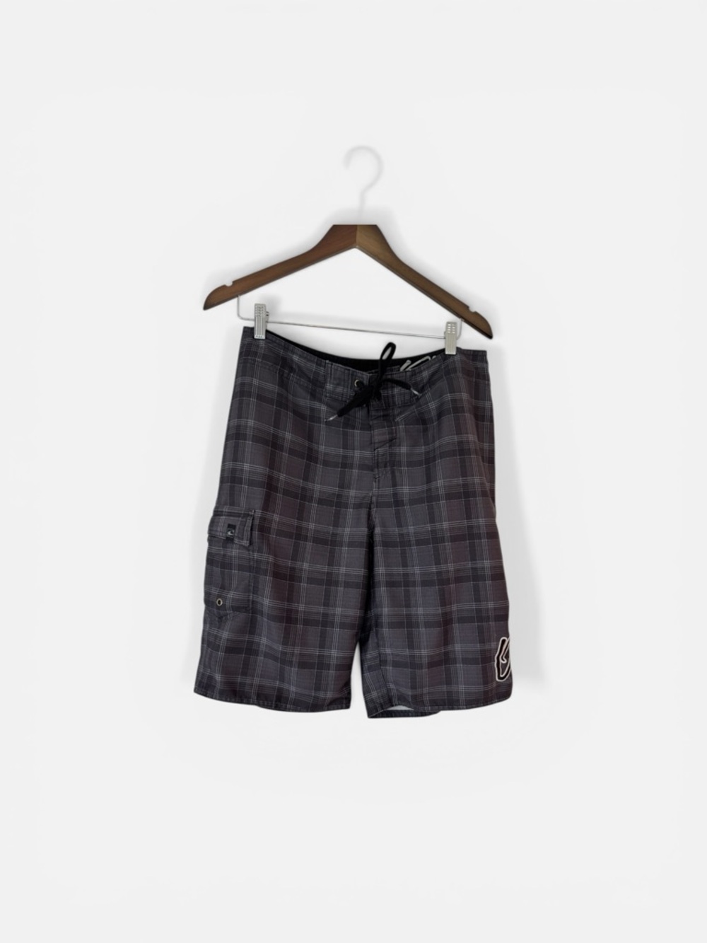 O'Neill Men's Gray Plaid Swim Board Shorts